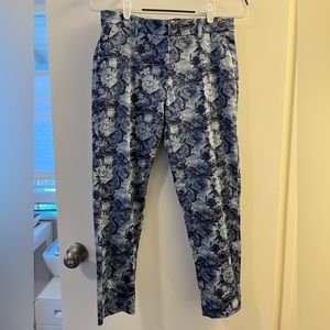 Wildfang Essential Slim Crop Pants in Floral Blue